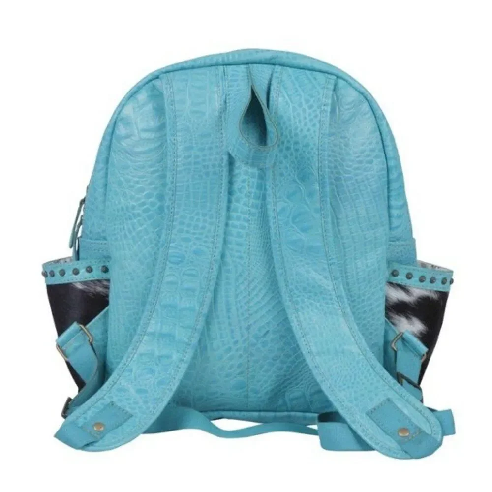 Myra Bag Handmade Wild Backpack Upcycled Canvas & Cowhide Leather